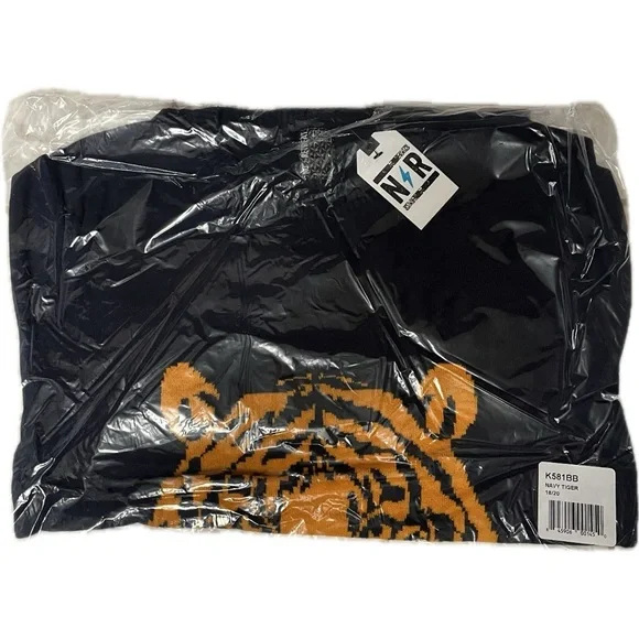 No Retreat Boys Pullover Sweater XL (18-20) - Navy Blue With Yellow/Orange Tiger - Picture 2 of 8